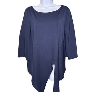 BANANA REPUBLIC Womens Navy Blue‎ Asymmetrical Hem Tie Front Tunic Top Size S